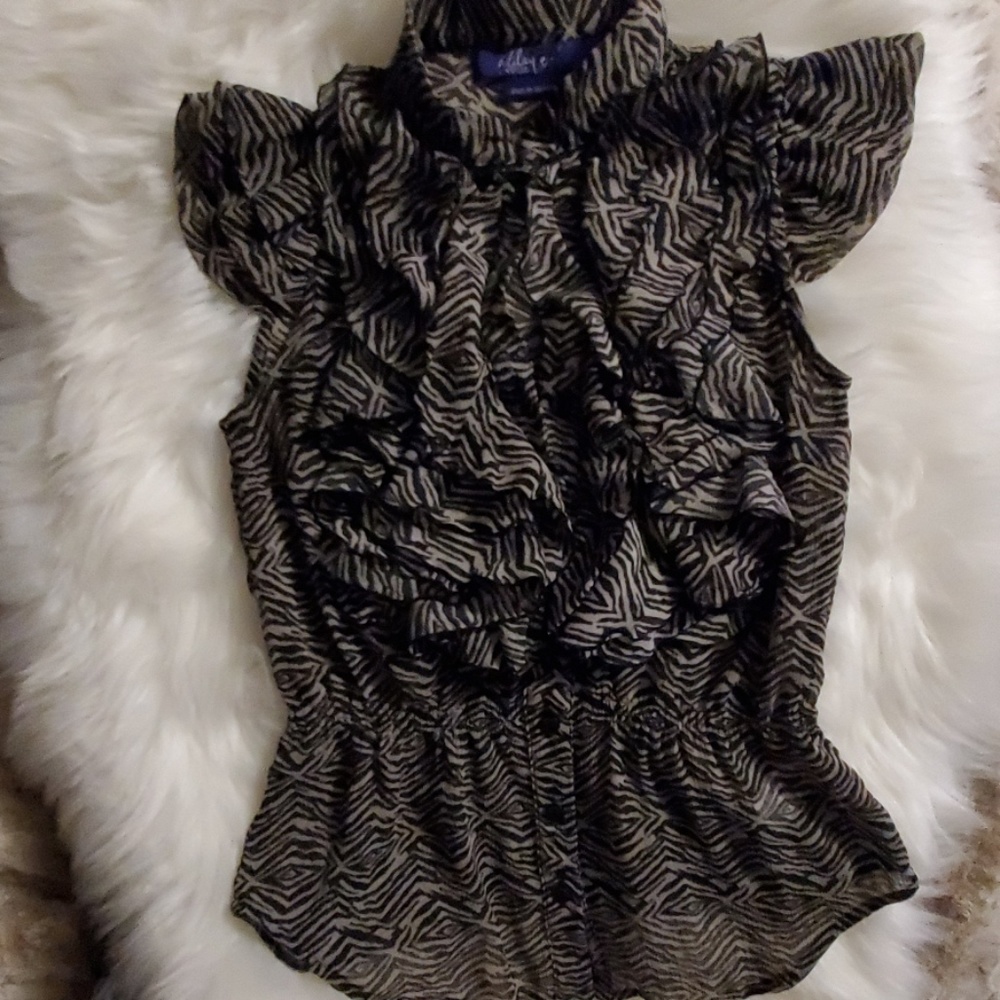 Miley Cyrus & Max Azria small sheer,zebra blouse